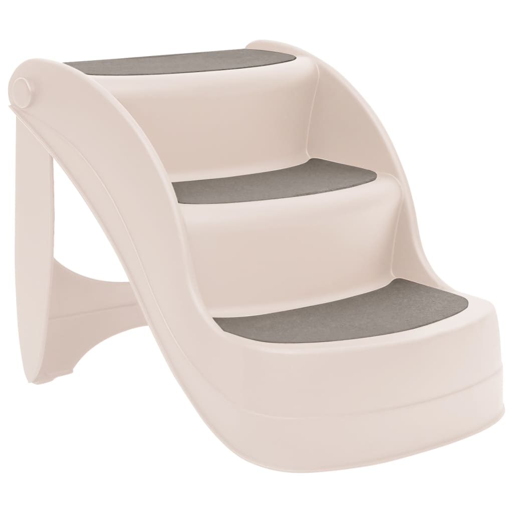 vidaXL Escalera perros plegable 3 peldaños plástico crema 50x38x38cm
