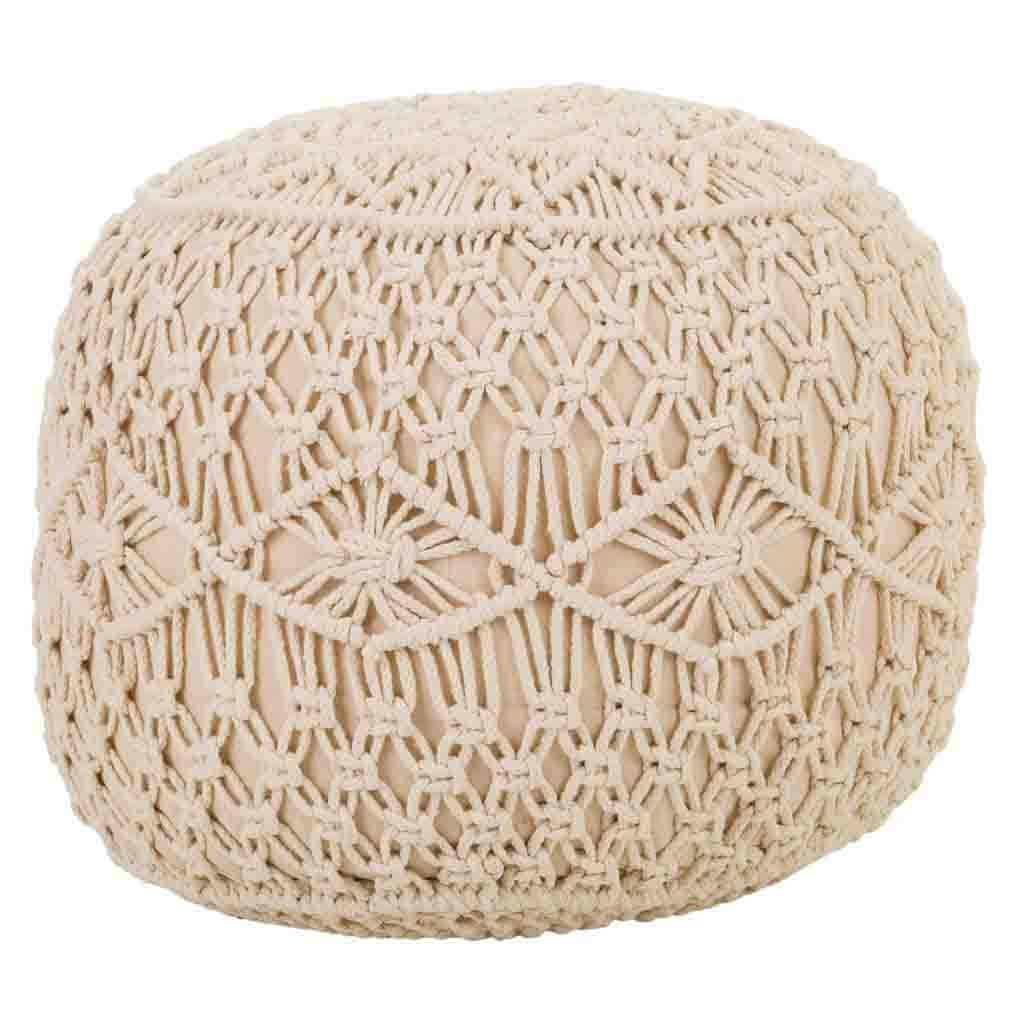 Wonderlust Deco - Puff de algodón trenzado color crema 50x50x30 Beige 50x50x30h cm