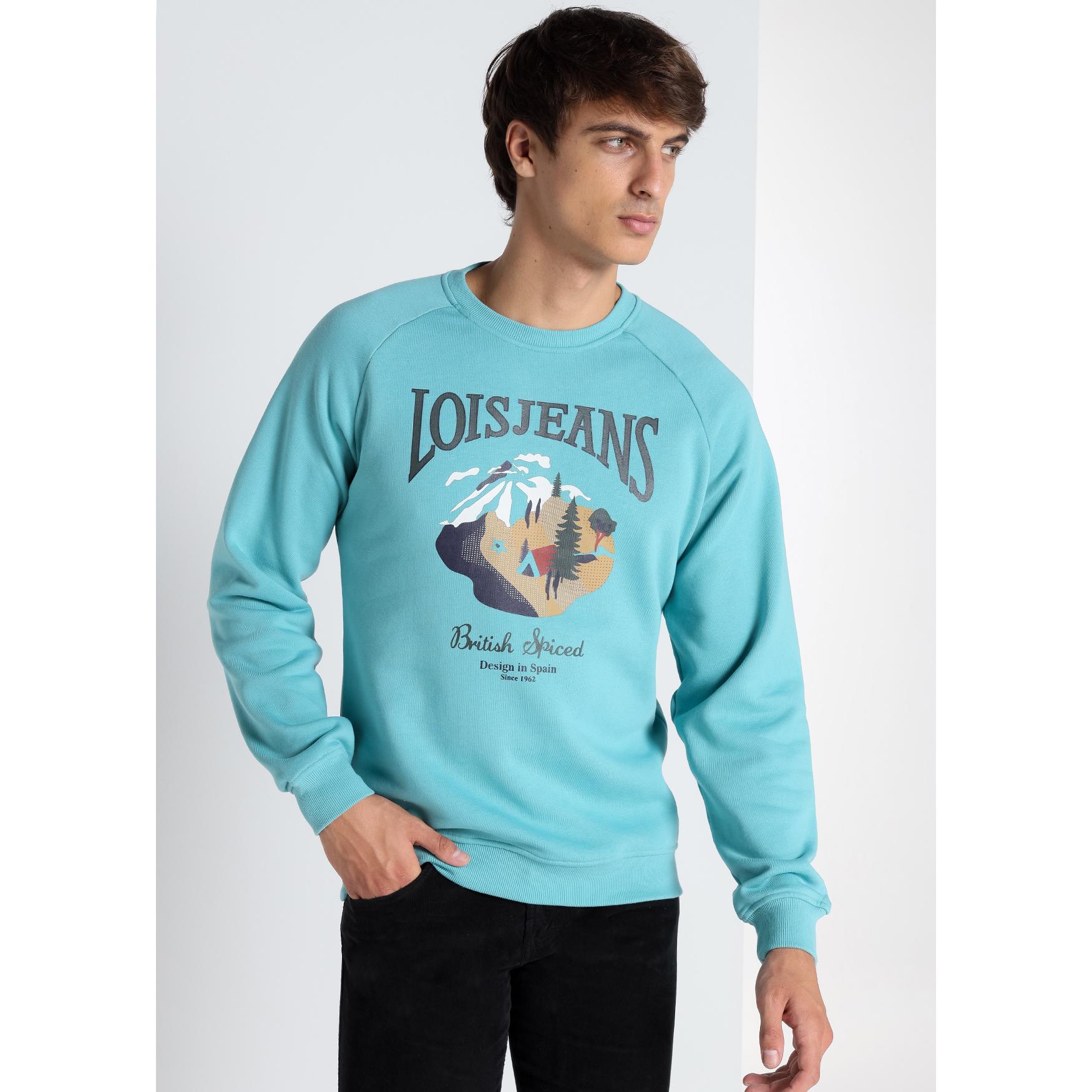 LOIS JEANS - Sudadera manga rangla cuello caja Graphica Illustración