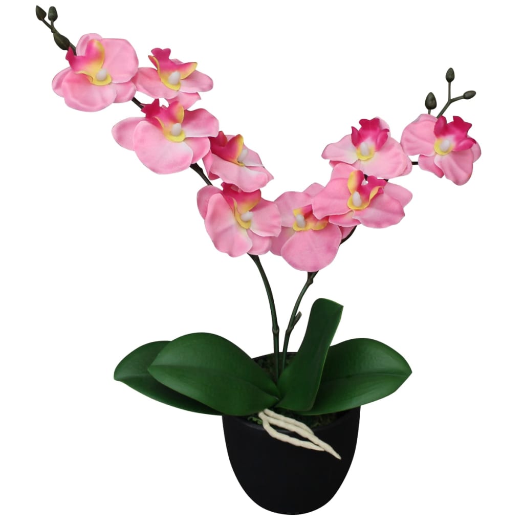 vidaXL Planta Artificial Orquídea con Macetero Altura Total 30 cm Color Blanco,  Rojo,  Rosa y mas
