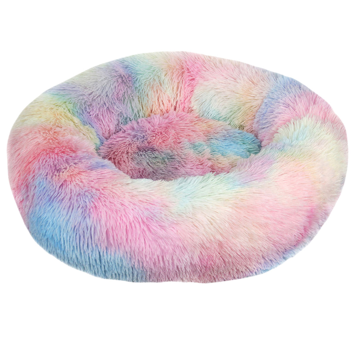 TK Cama de felpa para mascotas, cama para perros pequeños con forma de donut, cama redonda para perros, cama suave y relajante para perros y gatos, cama cómoda para gatos, diámetro exterior de 40 cm