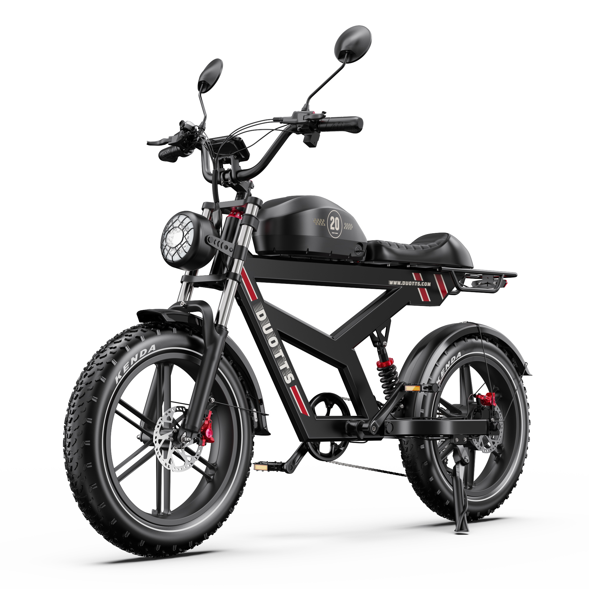DUOTTS F20,Electric Bicycle,750W motor,52V27Ah battery, Max 40km/h, Assisted Mode max range 140km,7-Speed,20x4.0 Inch tires,Hydraulic Disc Brakes,3-Button Multifunction Color Display