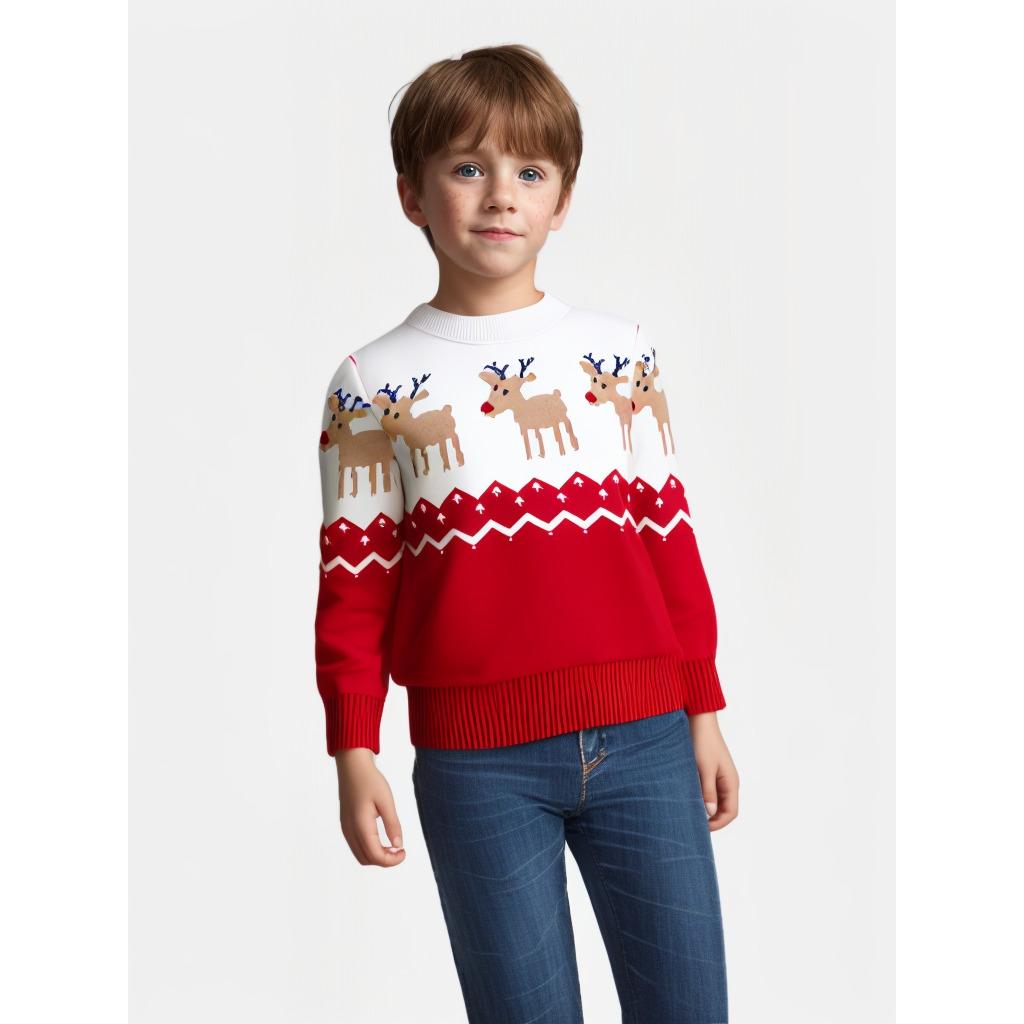 Plushome Súeteres De Navidad,Jersey De Manga Larga Con Cuello Redondo, Sudadera Con Estampado De Papá Noel,Reno, Ropa De Calle Informal De Navidad, Otoño E Invierno