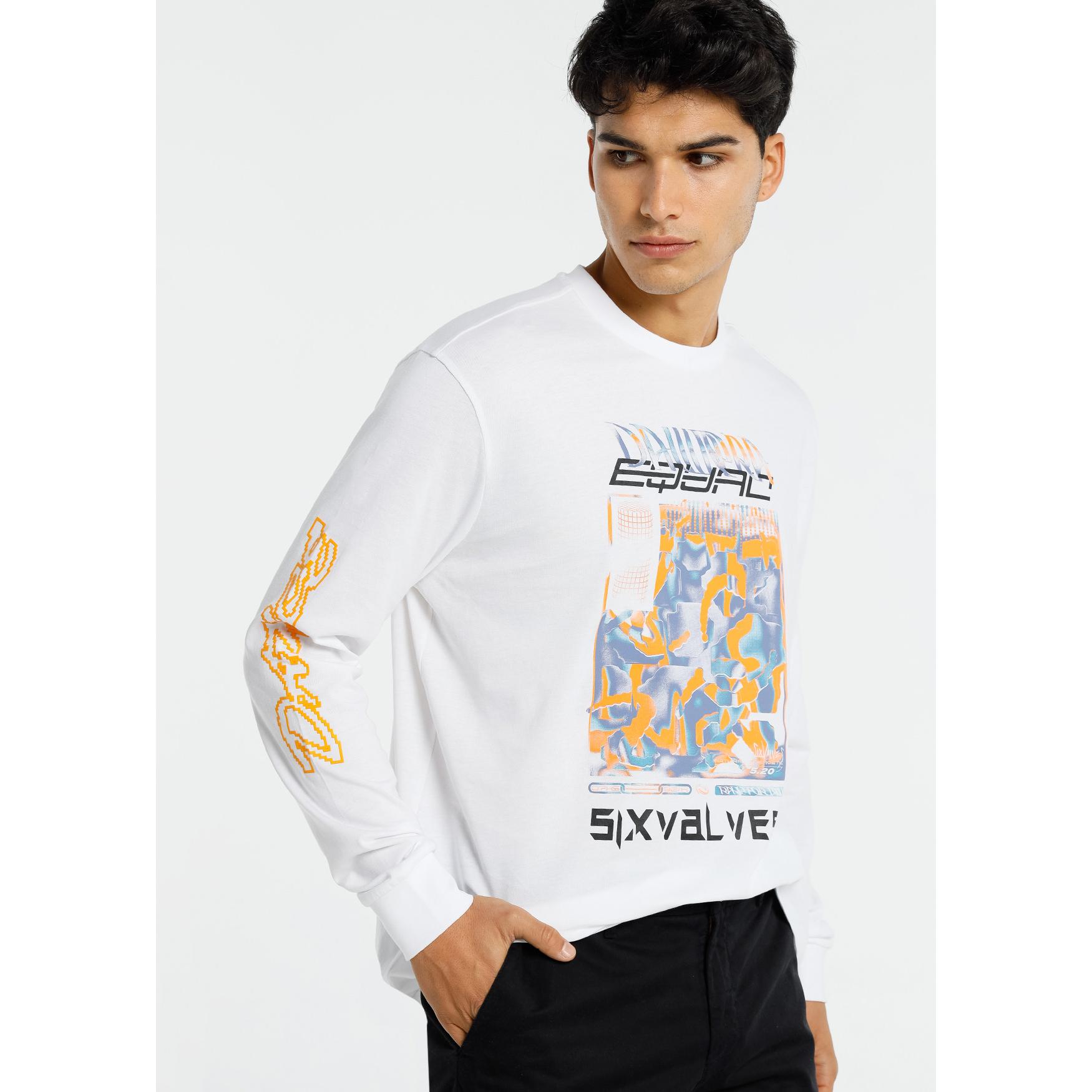 SIX VALVES - Camiseta Manga Larga Pus Grafica Manga  - Camiseta Manga Larga