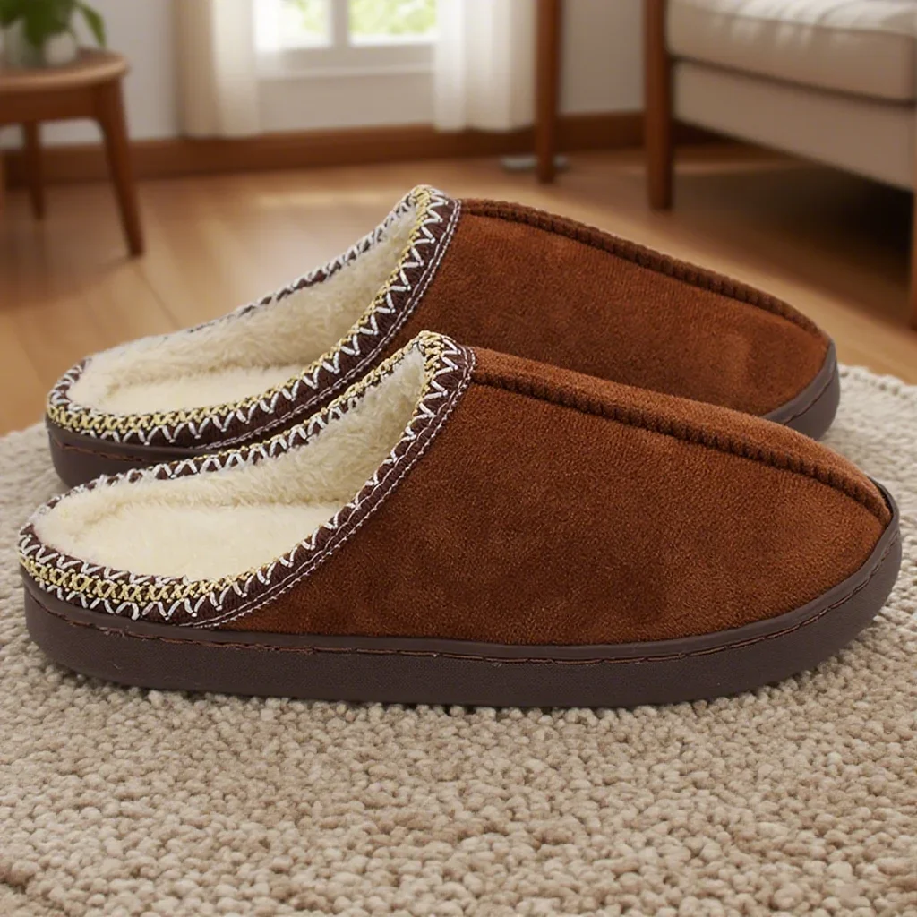 TK Pantuflas De Algodón Para Otoño E Invierno Con Suela Gruesa Antideslizante Para Parejas Calientas Y Suaves Con Lining De Poliéster