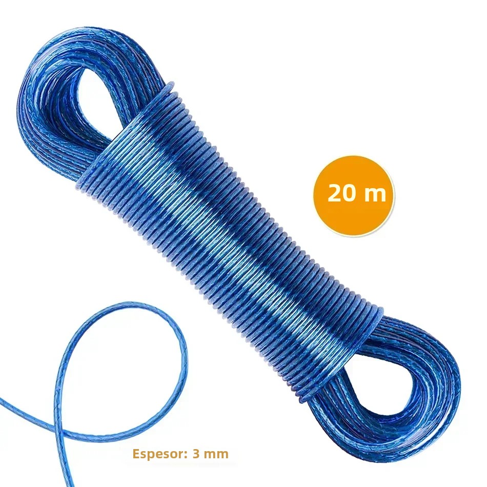 TK Cuerda De Secado De Ropa 3mm De Longitud De 787.4 Pulgadas Accesorios De Camping Al Aire Libre Línea De Lavado Para Jardín PVC Y Acero