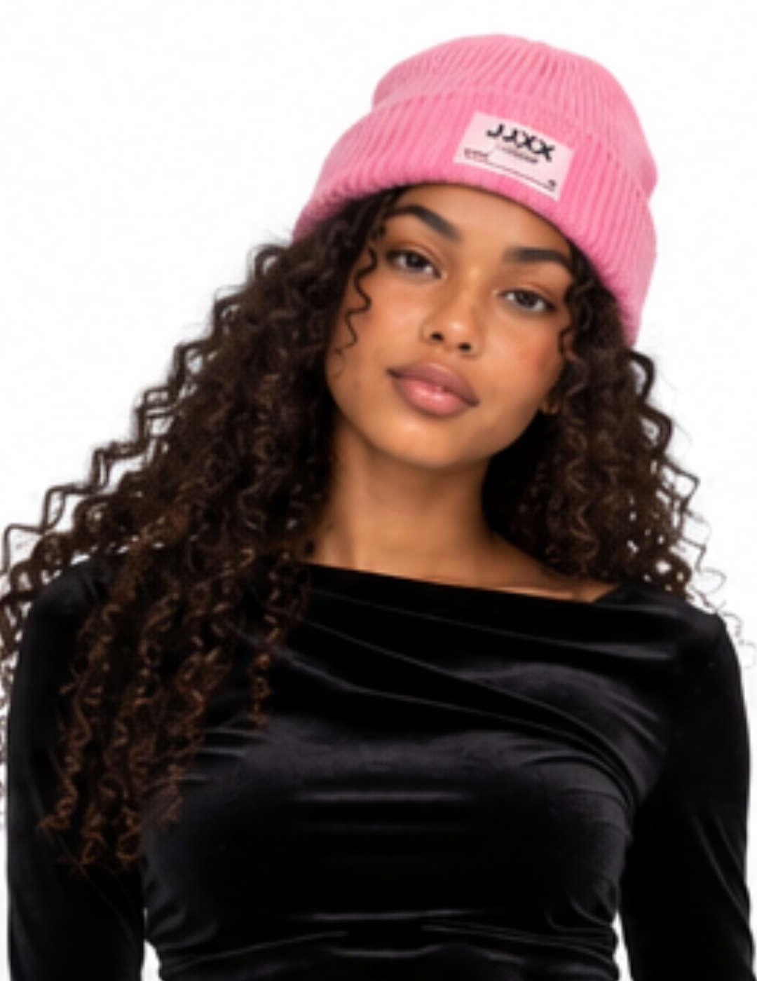 Gorro JJXX Othelia rosa chicle de punto para mujer