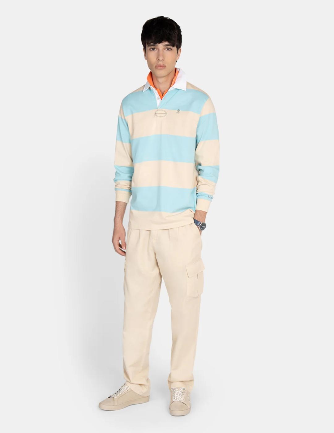 HARPER POLO RAYAS CAMEL RUGBY