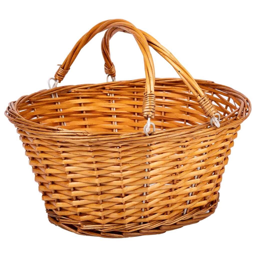 Wonderlust Deco - Cesta de mimbre asa abatible marrón 35x28x30h cm Marrón 35x28x30h cm