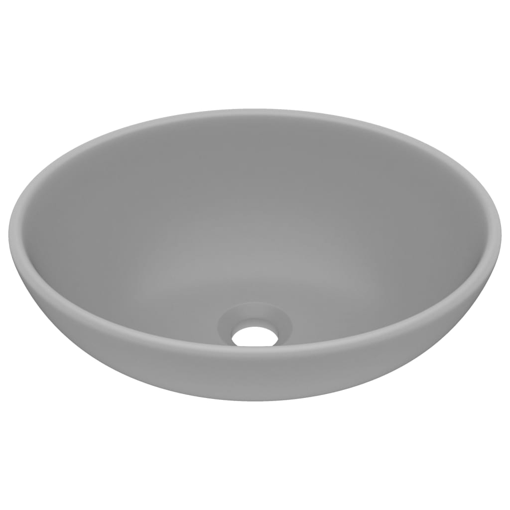 vidaXL Lavabo de Lujo Ovalado Cerámica Mate Tocador Montado Encima Color matte light blue,  matte dark blue,  matte white y mas