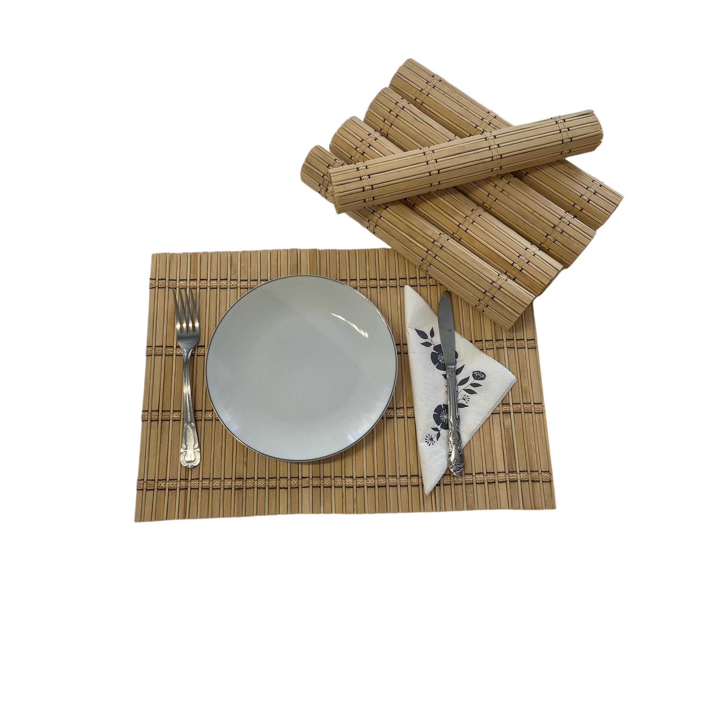 Salvamanteles Individuales de Bambú de Alta Calidad (Pack de 6) , Alfombrilla de bambu ,protector elegante de mesa