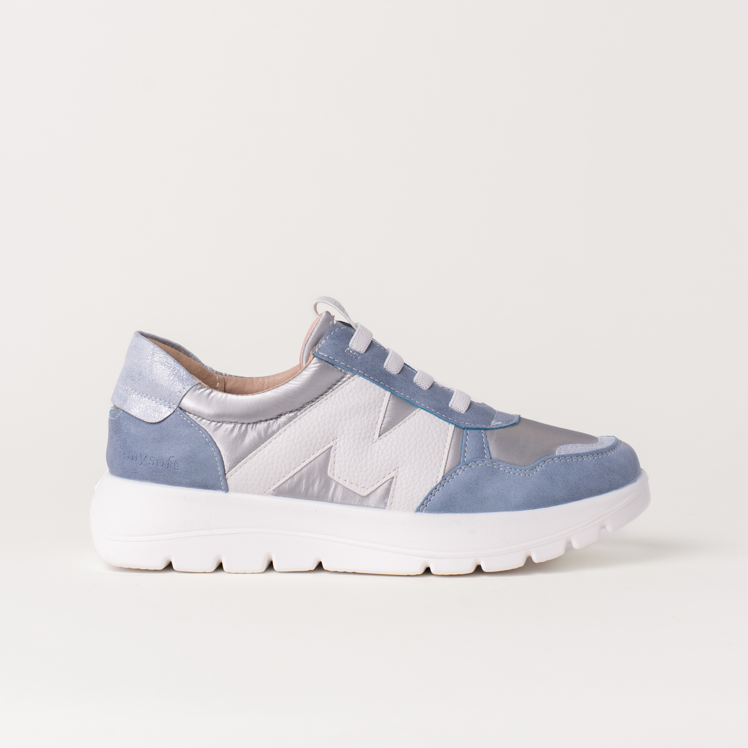Mysoft 25M264 Zapatillas de mujer con cordones elásticos y logo lateral