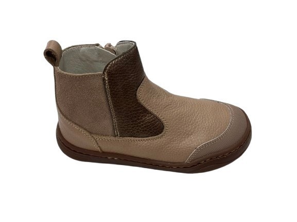 Andanines - Botines para niñas modelo 252118 de estilo barefoot, diseño minimalista en tonos taupe o nude, ideal para primeros pasos y desarrollo natural del pie
