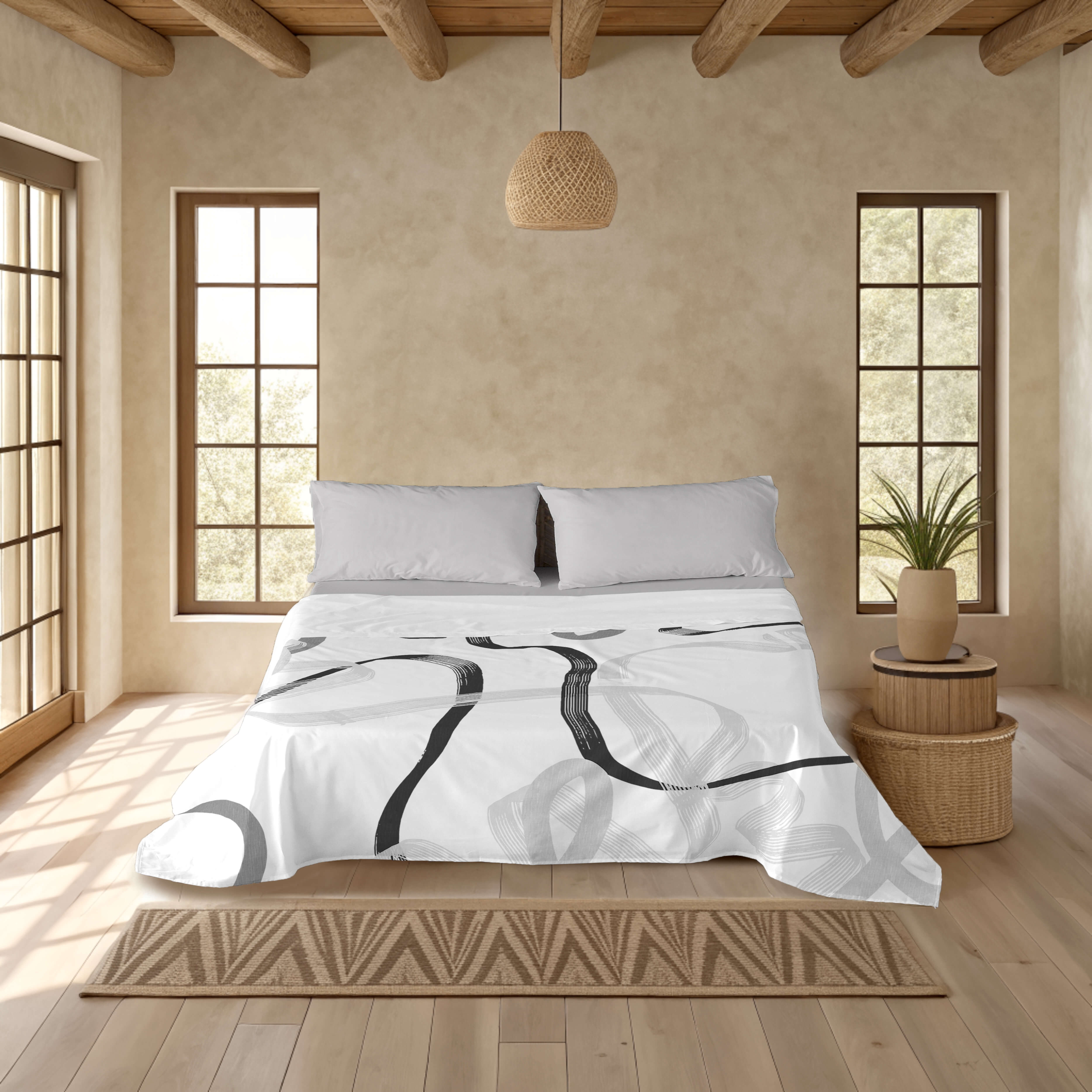 NATURALS - Juego de Sabanas Estampado - 100% Algodón Extra Suave - Incluye  Sábana Encimera + Funda/s de Almohada + Sabana Bajera - Fabricado en España - Modelos Florales - Cama 90/135/150/180