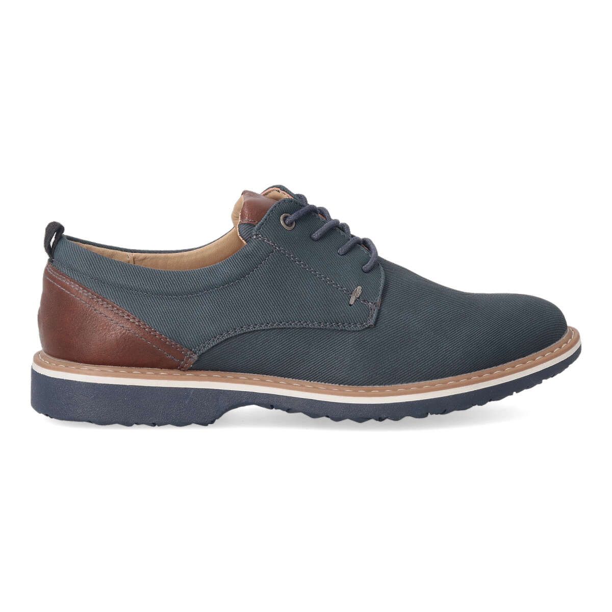 Vanessa Calzados - Zapatos oxford casuales para hombre de material sintético con suela de goma y plantilla acolchada, color marino-marrón