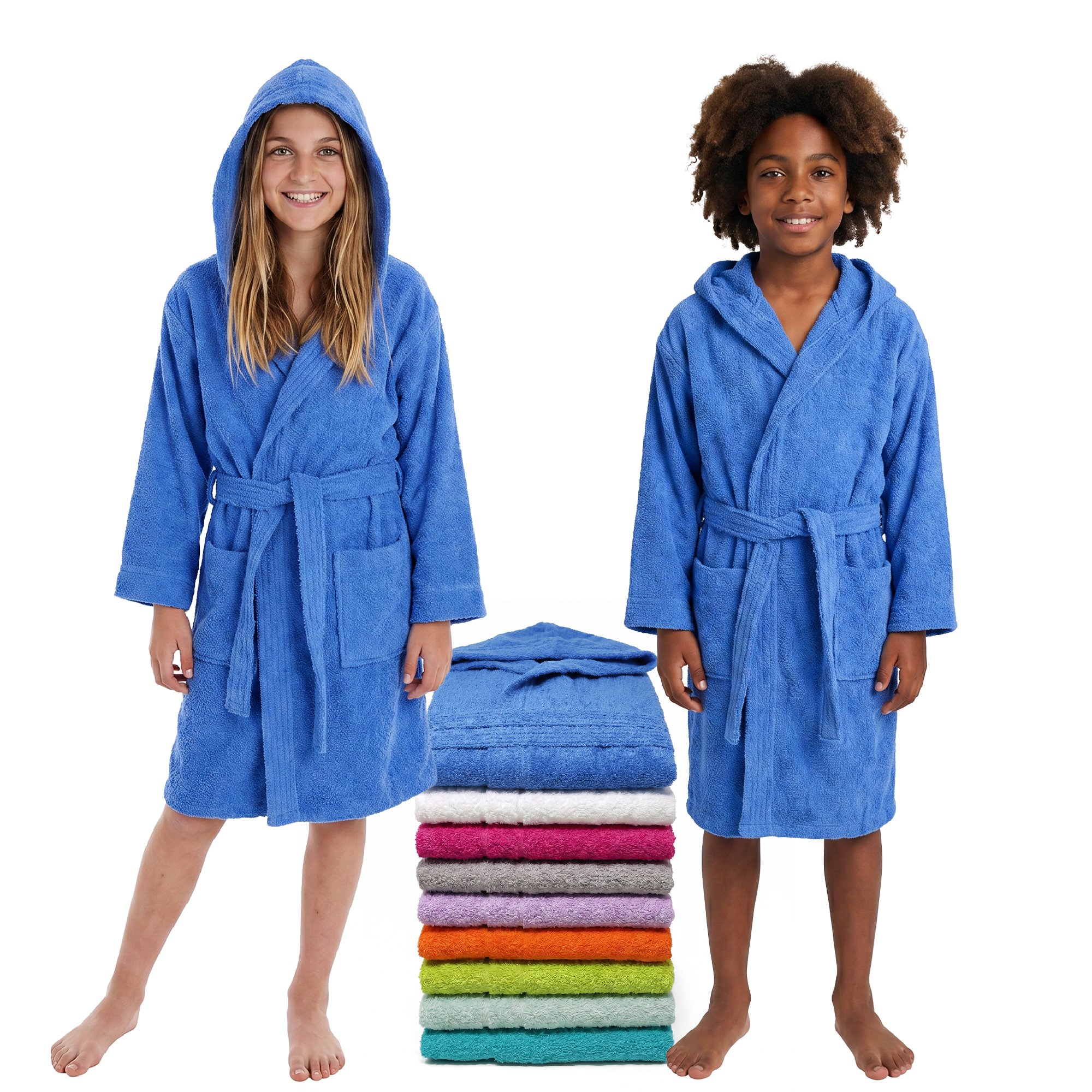 Albornoz infantil para niño y niña 100% algodón con capucha Suave y absorbente - STILIA BASIC