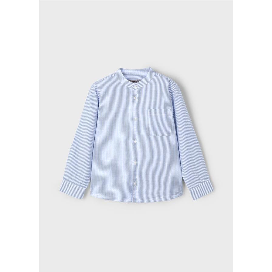 Mayoral - Camisa de estilo casual con cuello mao y estampado de rayas para niños, ideal para uso diario