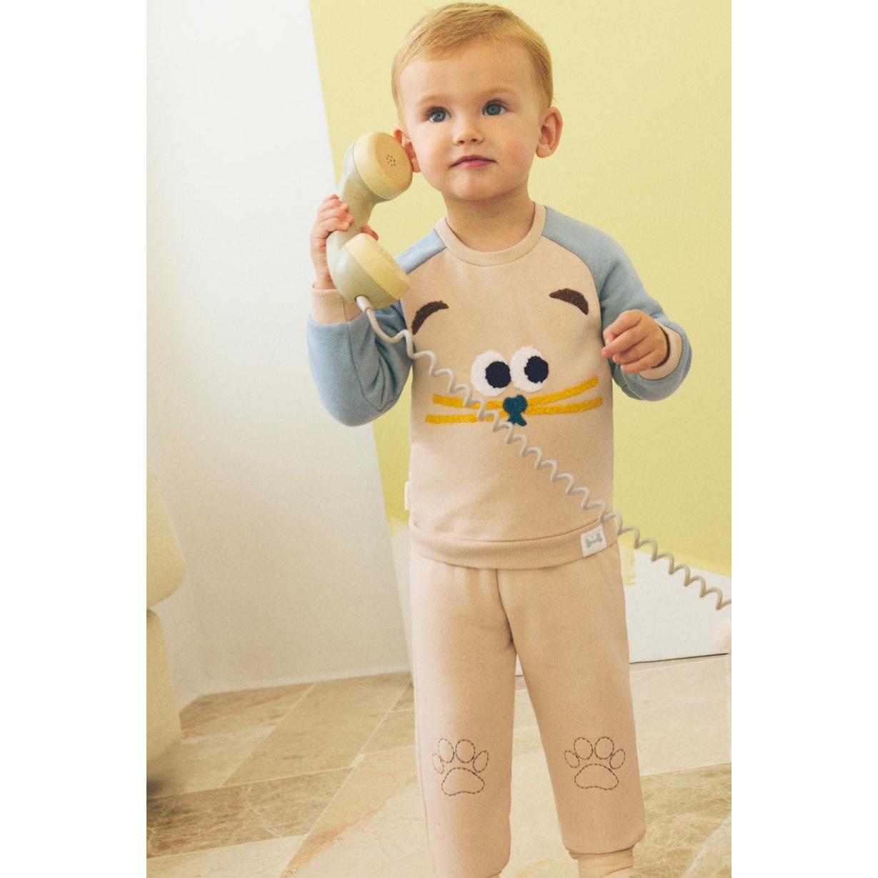 Ysabel Mora - Conjunto bebé sudadera y pantalón estampado cara gato