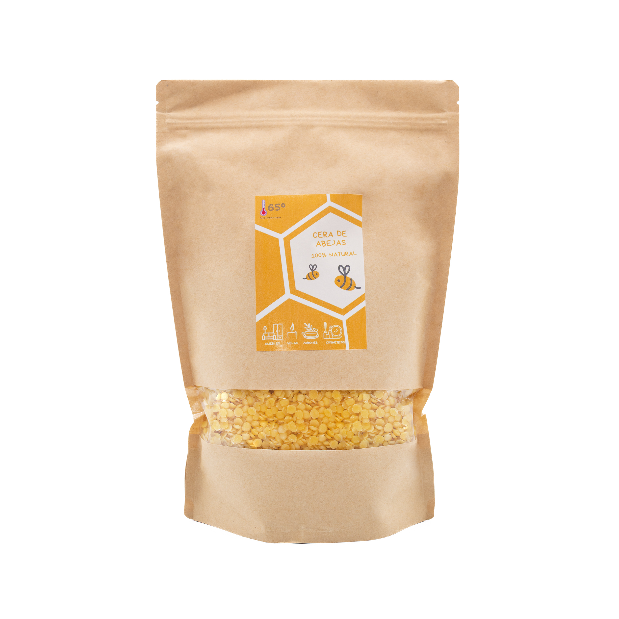CUENCUM Cera de Abeja Natural 100% Pura en Bolsas de 250g con Cierre Hermético - Ideal para Elaboración DIY de Cosméticos, Velas, Jabones y Cuidado de Madera - Producto Premium sin Aditivos para Resultados Excepcionales y Multifuncionales.