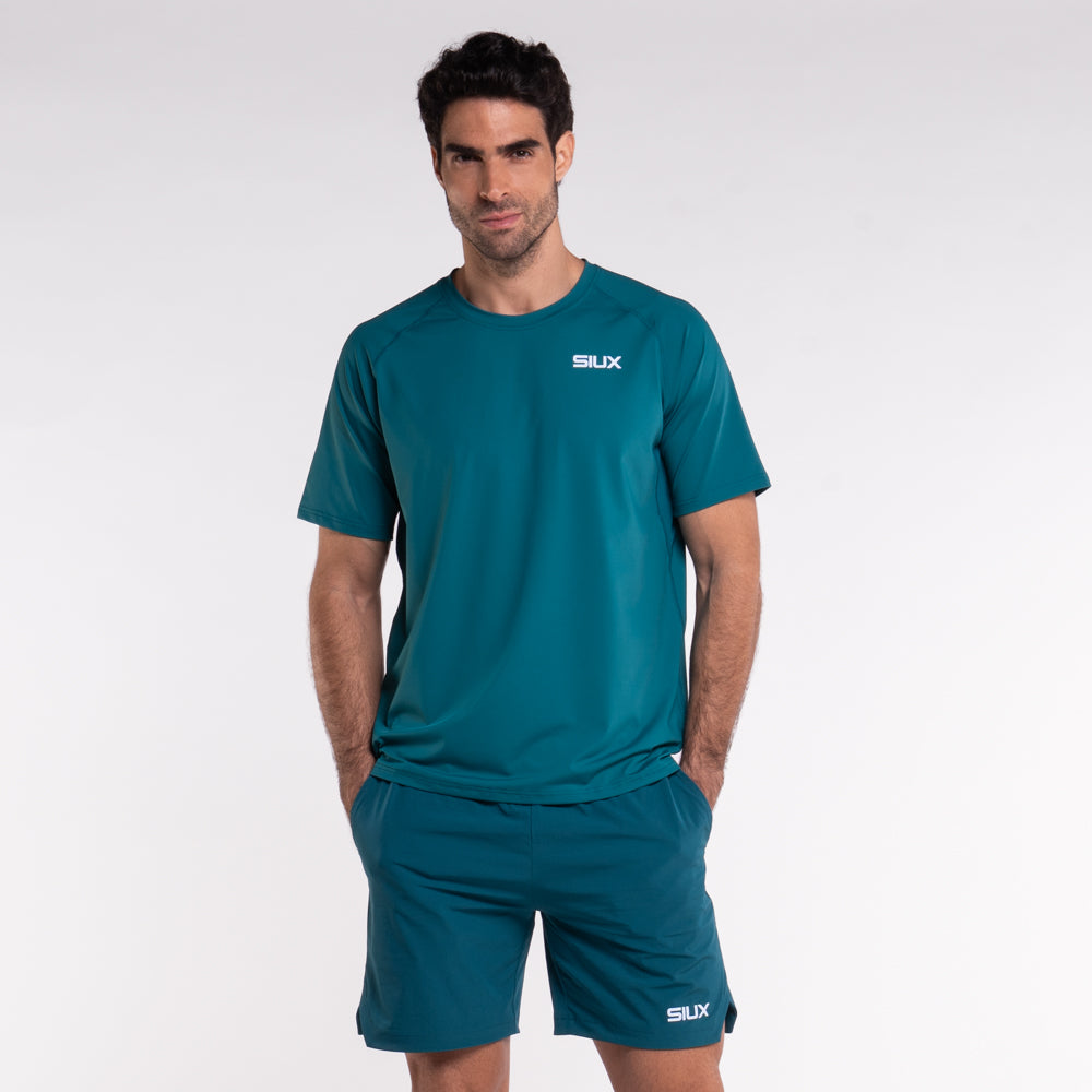SIUX - Camiseta Silk 26 Men Verde para Hombre - Camiseta de Pádel Gama Premium - Tejido Técnico de Tacto Suave - Acabados y Ribetes en Contraste - Verde Esmeralda - Colección 2026