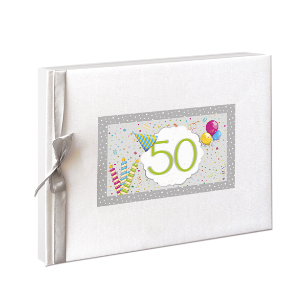 ARGUVAL® - Libro de Firmas Aniversario, Cumpleaños | Tapa Dura, Lazo Seda | Recuerdo Elegante para 40-90 años