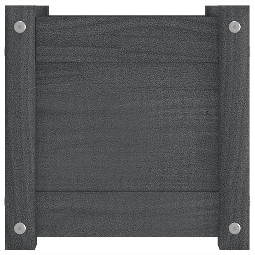 vidaXL Jardineras 2 uds madera maciza de pino gris 31x31x31 cm