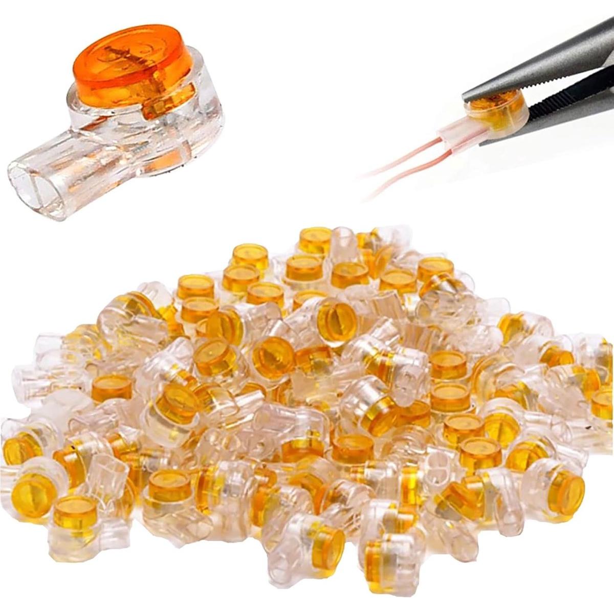 UY/K1 kabelconnector, telefoonkabelconnector, 2 poorten/2 aders, 100 stuks (oranje)