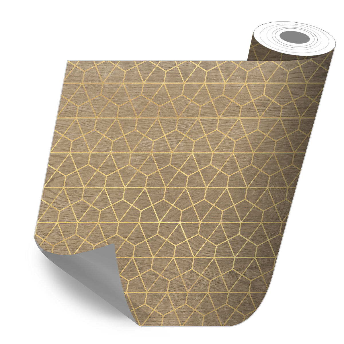 VINILIKO, Rollo sticker Madera con diamantes dorados