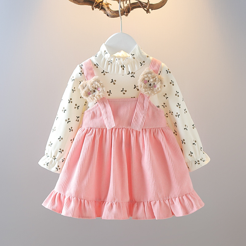 TK Falda De Corduroy Para Bebé Niña Con Collar De Oídos De Madera Y Suspensores Estilo Princesa Para Primavera Y Otoño Ropa Infantil De 0 a 4 Años