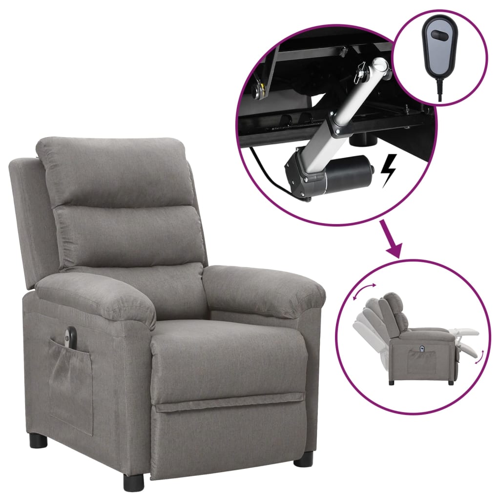 vidaXL Sillón reclinable eléctrico tela gris claro