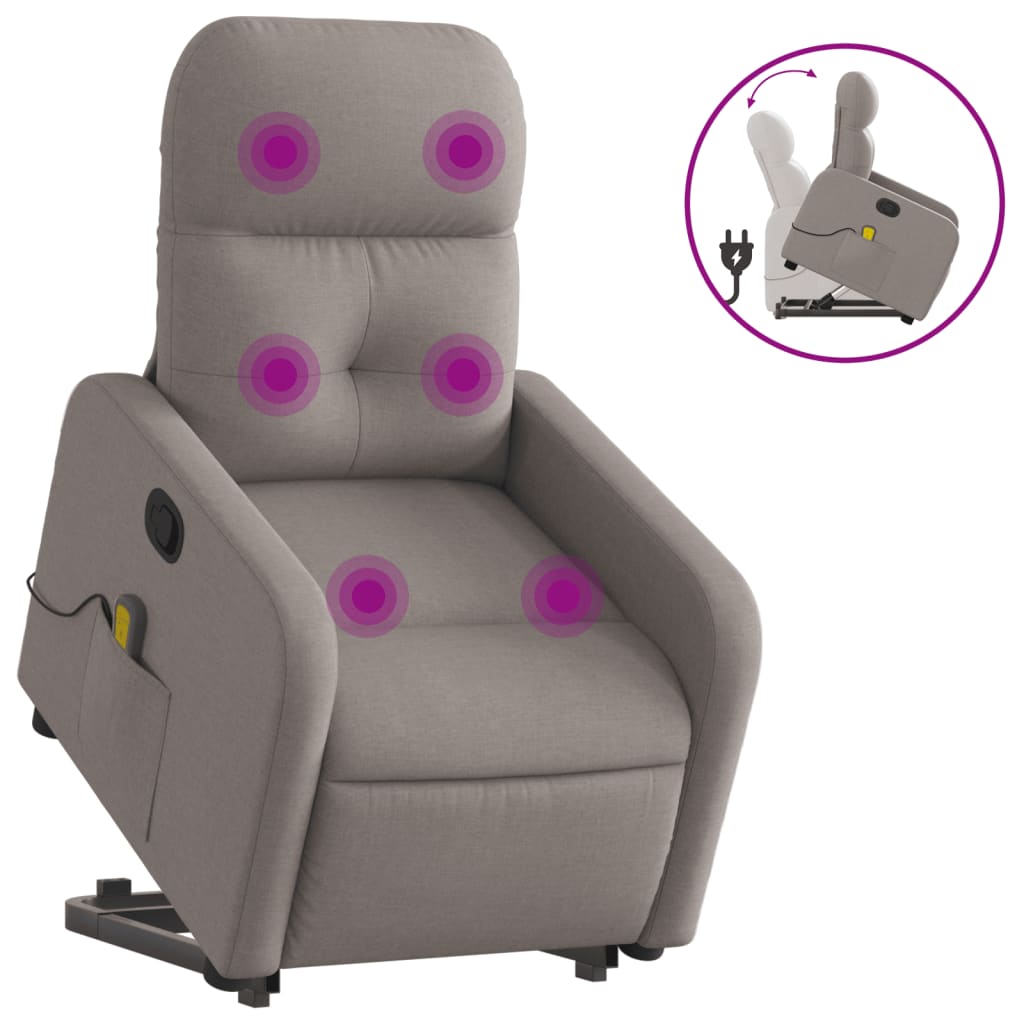 Vidaxl Silla de Masaje Reclinable de Pie de Tela Gris Claro, Gris Oscuro, Negro