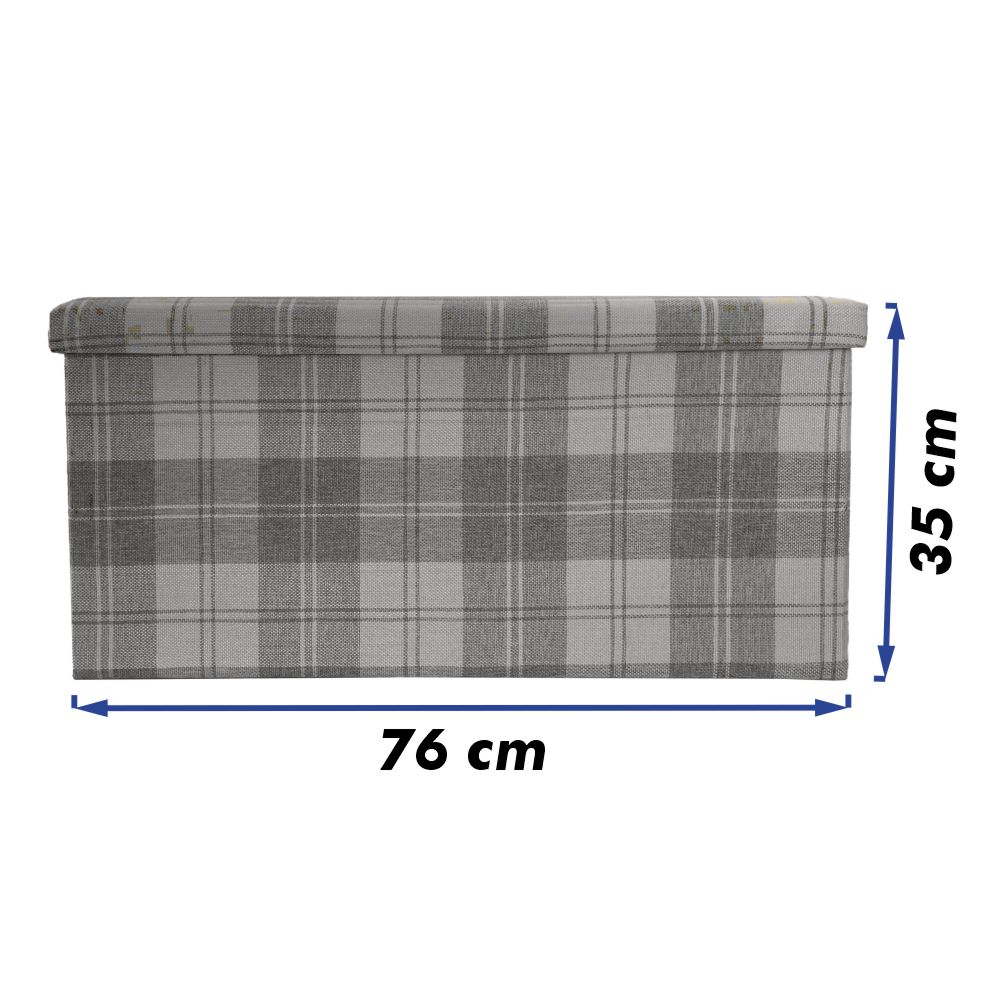 Puf para almacenamiento en tela plegable PlusCalidad - Varios Colores - Pouf Rectangular 76*38*35cm - Baúl, Taburete o Reposapiés
