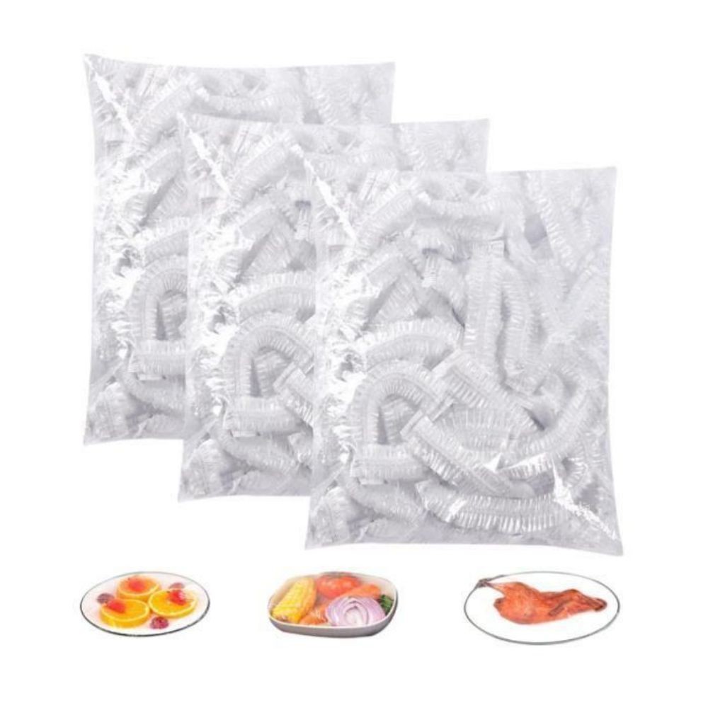 Om Home 300 unidades de envolturas reutilizables para alimentos, envolturas elásticas desechables de plástico, bolsas de almacenamiento