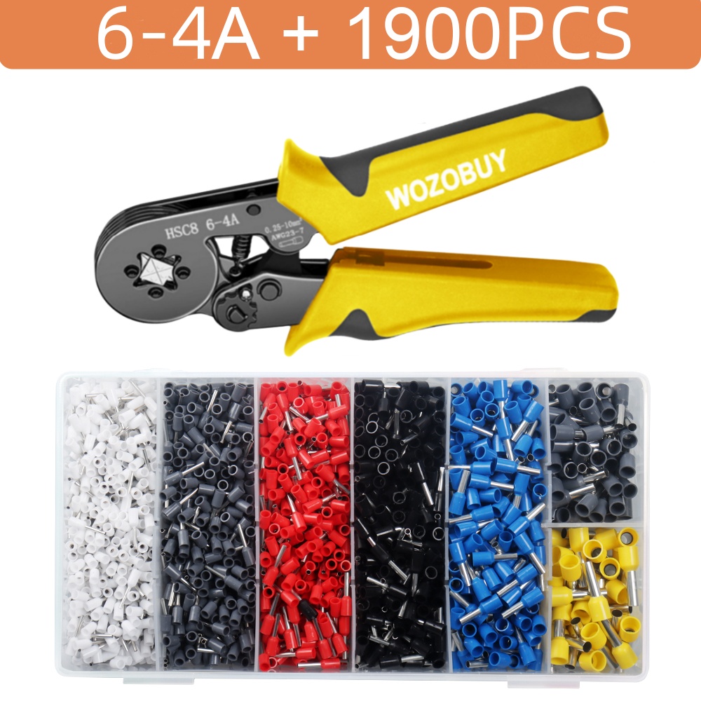 TK Kit De Herramientas De Crimpado WOZOBUY Con Pinzas De Crimpado HSC8 6-6A/6-4A Y Terminales Tubulares 0.25-10 Mm² Para Electrónica