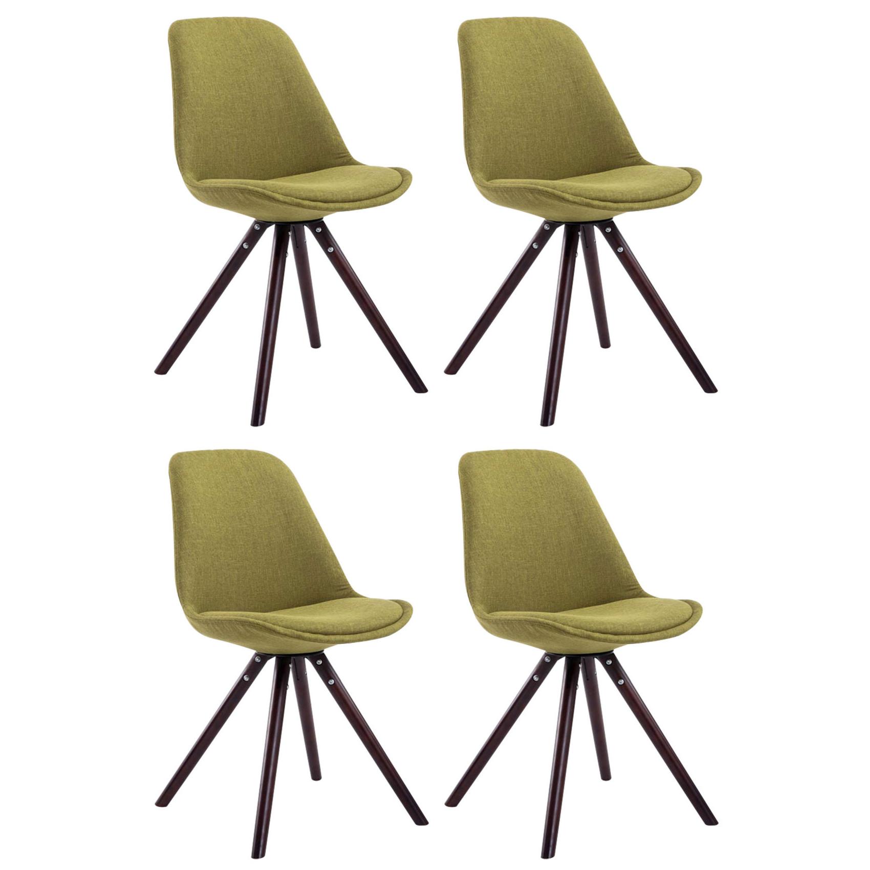 Set de 4 sillas de comedor Toulouse en tela Verde,Cappuccino