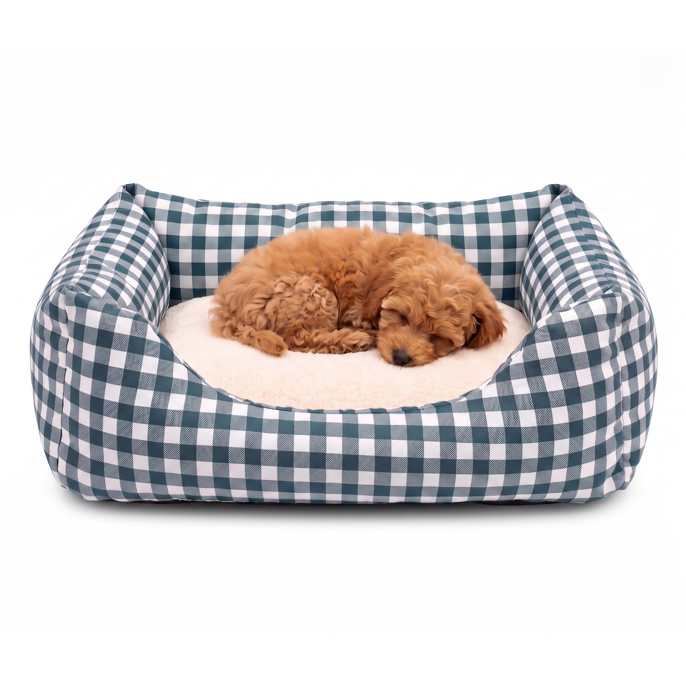 Cama para perros pequeños y gatos con relleno viscoelástico híbrido, cojín reversible coralina 56x45 cm