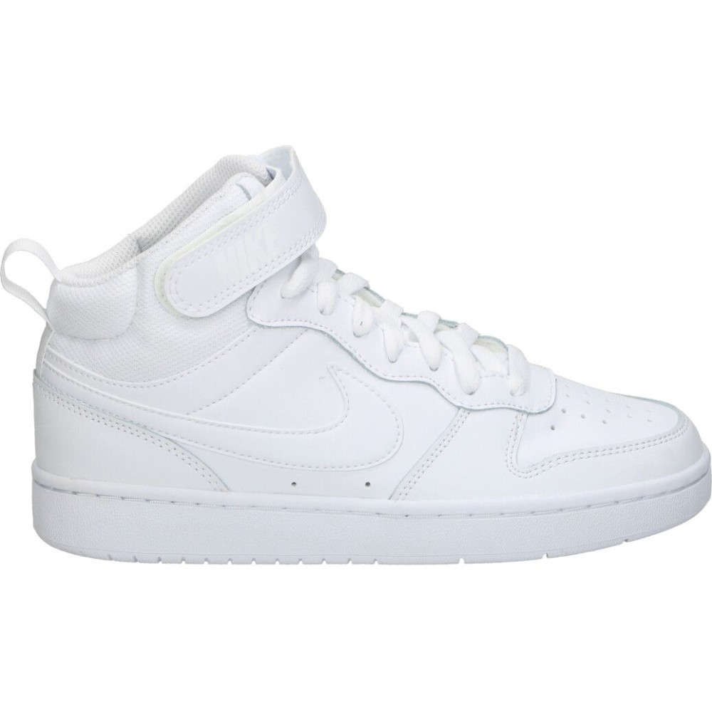 NIKE | Deportiva Nike Court Borough Mid 2 Kids - Zapatilla Casual Infantil en Color Blanco – Zapatilla Alta con Cierre de Cordones y Velcro – Estilo Casual – Cómoda – Combinable – Versátil – Modelo CD7782-100