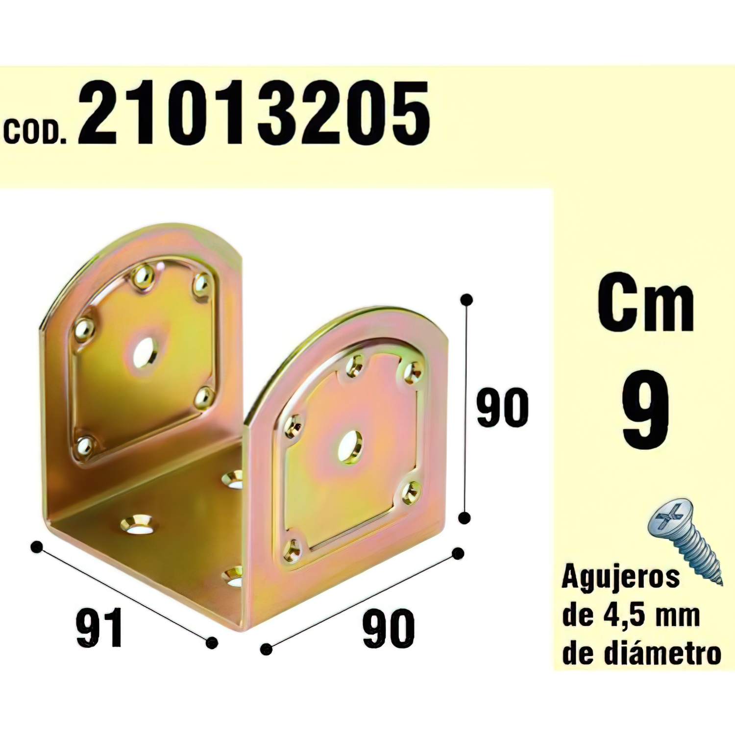 SANCO STORE - WOLFPACK LINEA PROFESIONAL Soporte Para Madera Tipo "U"  Bicromatado 90 mm.
