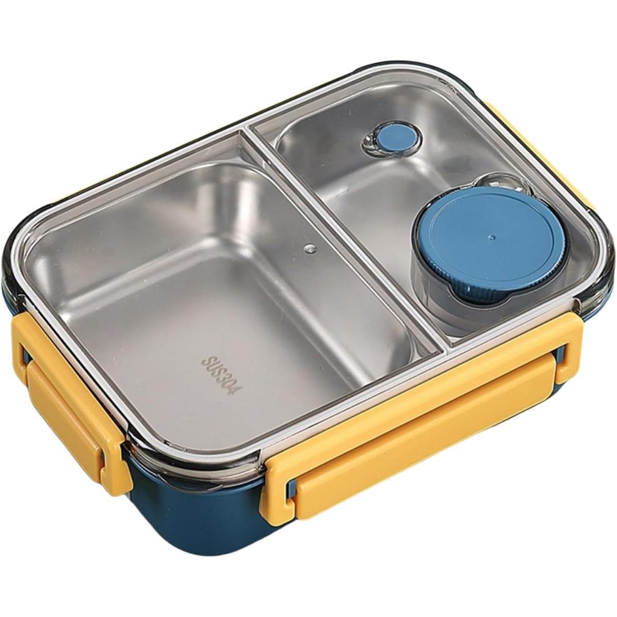Fiambrera - Fiambrera bento isotérmica - Fiambrera de acero inoxidable 304 con cubiertos - Fiambrera de lujo con 3 compartimentos - Fiambrera bento para la oficina y la escuela - 850 ml - rosa