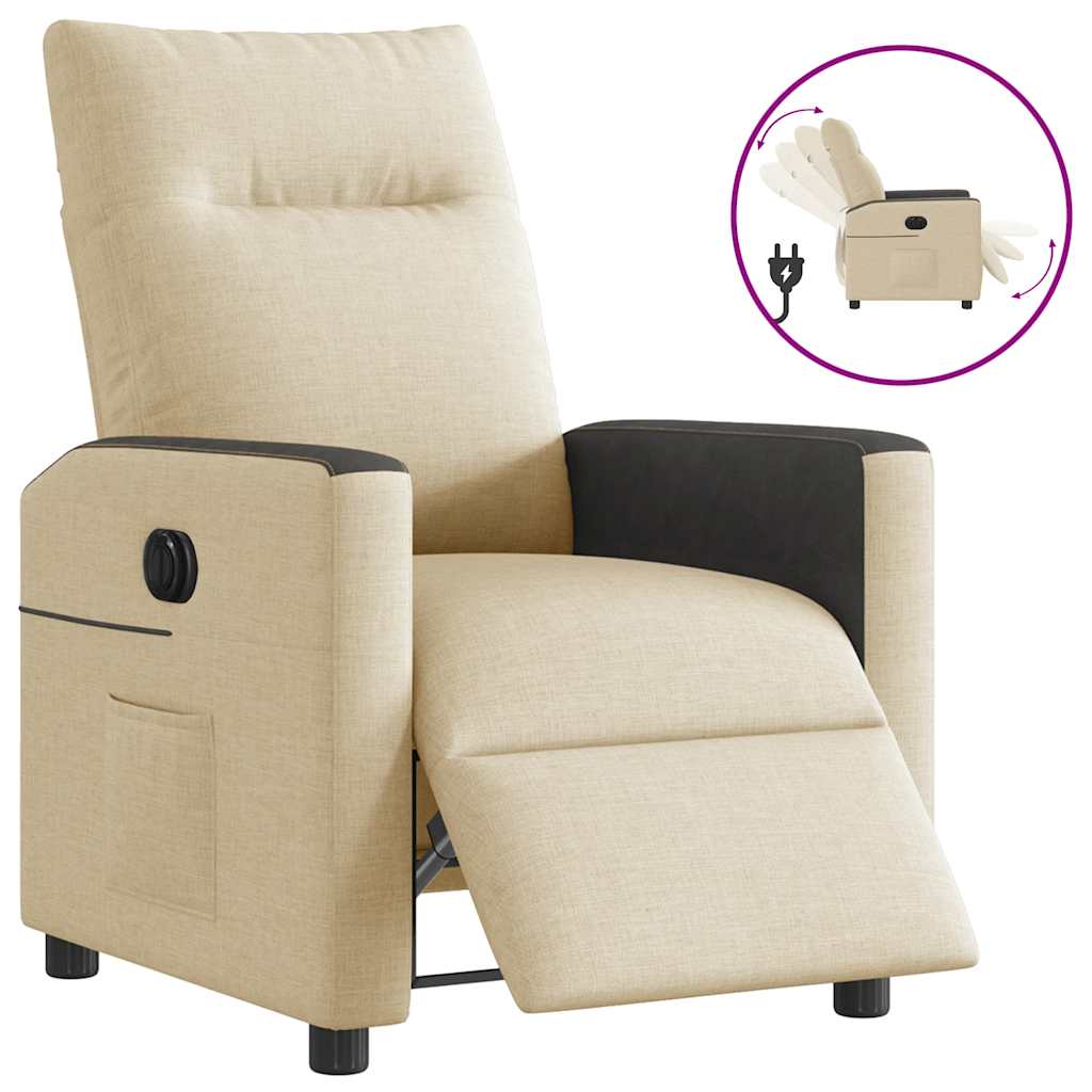vidaXL Sillón reclinable eléctrico de tela crema