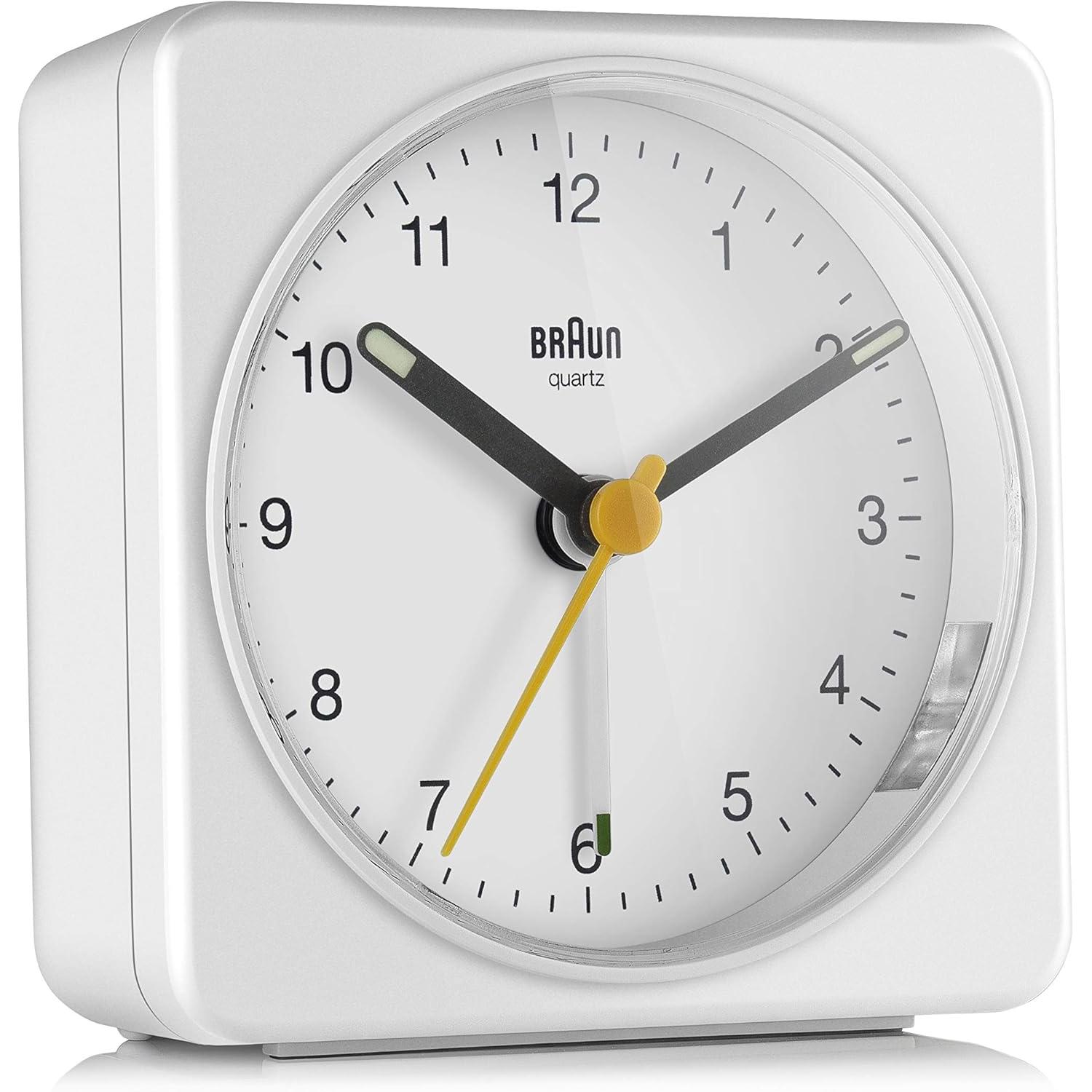 Braun Reloj Despertador de Cuarzo Analógico Bc03w Blanco Con Alarma Crescendo