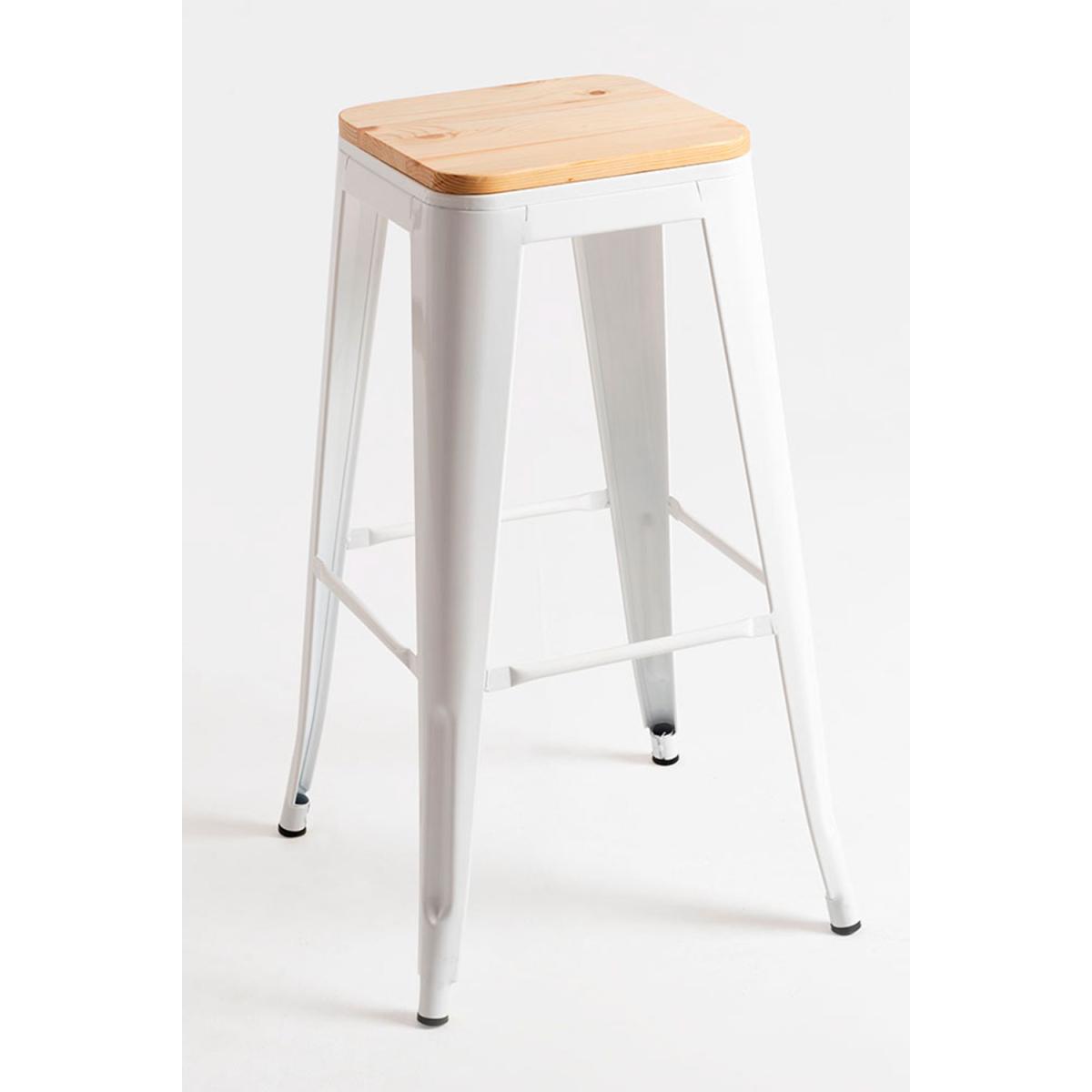 Regalos Miguel - Packs Taburetes Altos - Pack 6 Taburetes Torix Altos Madera Natural 76 cm - Gris metalizado