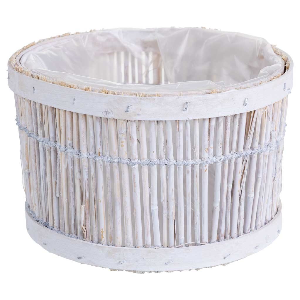 Wonderlust Deco - Cesto de bambú redondo blanco 18x18x11h cm Blanco 18x18x11h cm