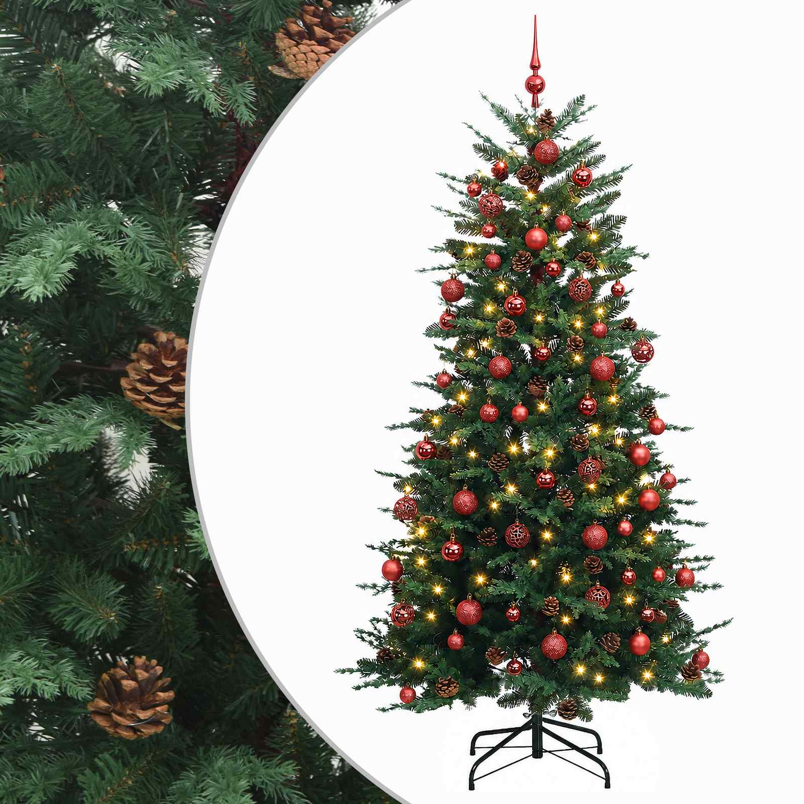 vidaXL Árbol de Navidad artificial con bolas 240 cm 300 LED