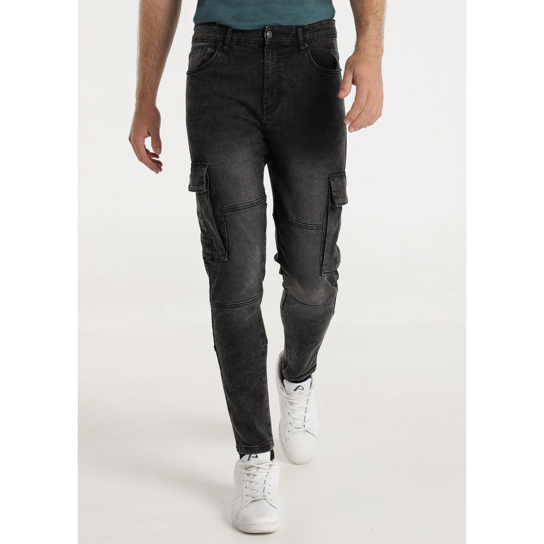 SIX VALVES - Pantalon cargo lavado negro acido - Skinny fit - Tiro medio - Tallaje en pulgadas- Tallaje en Pulgadas