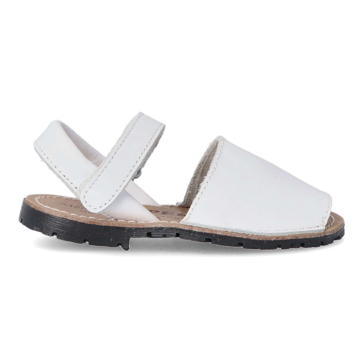 Peke's by Vanessa - Sandalias menorquinas IBI 551 de piel para mujer, cómodas con suela antideslizante y cierre de velcro, color blanco