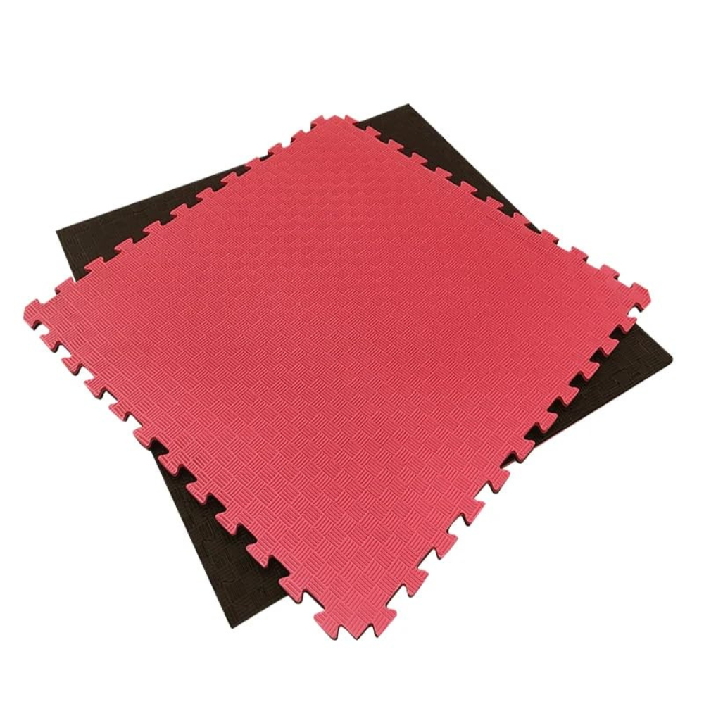 Arquiservi - Tatami de Goma EVA 100x100 cm x20 mm Rojo-Negro, Artes Marciales, Karate, Judo y Taekwondo. Antideslizante