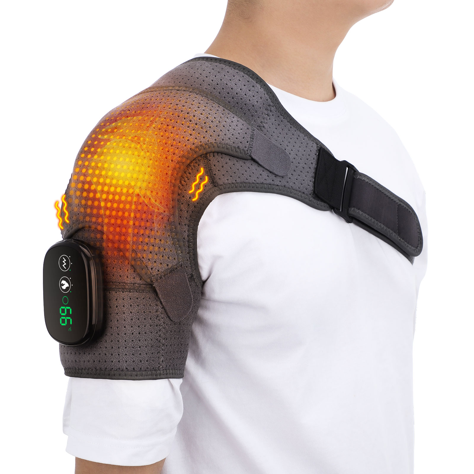 TK Cinturón De Masaje Calefactor Eléctrico Ajustable Para Hombro Y Espalda Con LED Compresión Calor Soporte De Hombro Manta De Calefacción Para Relaxación De Brazos