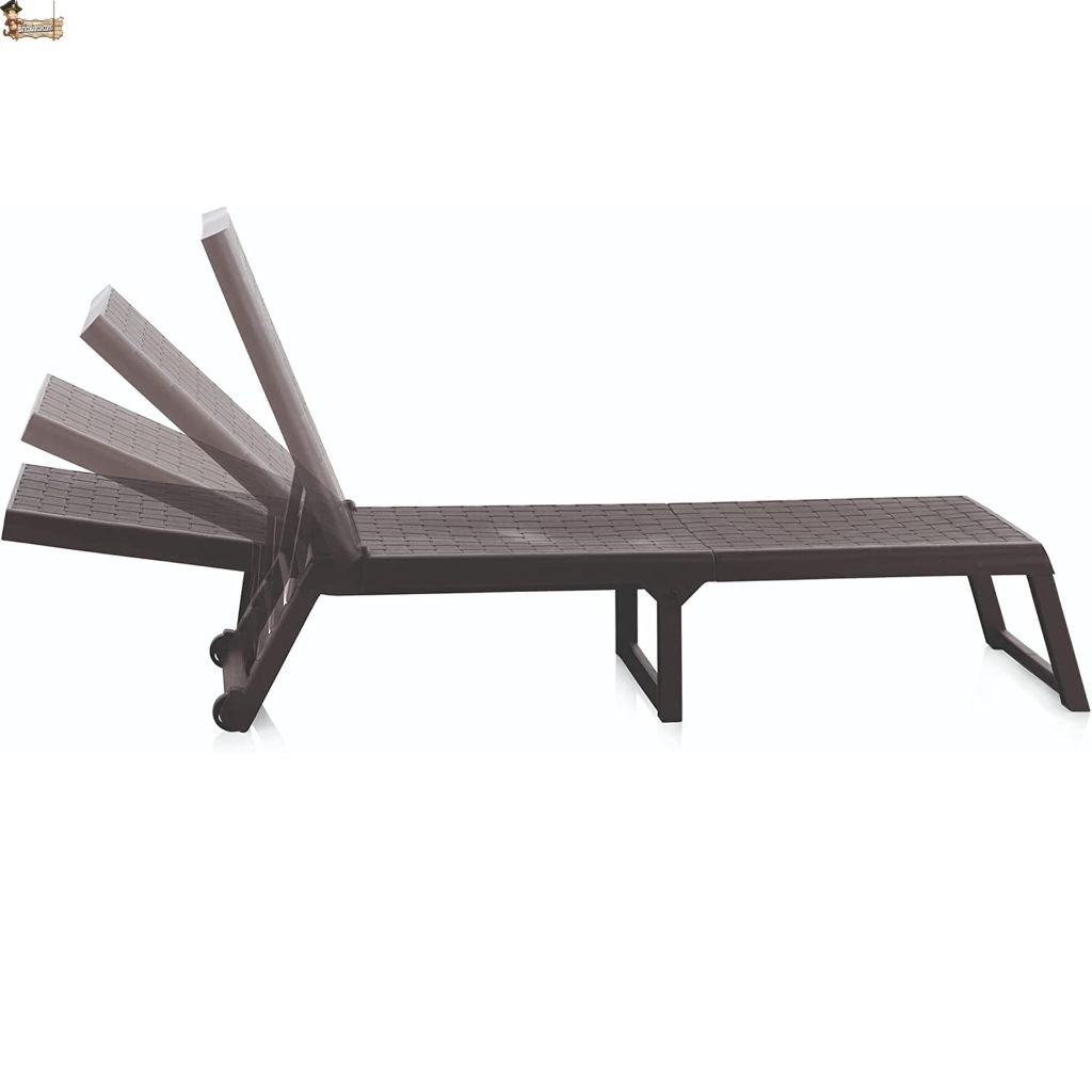 Bricoloco.com Tumbona Plegable con Ruedas para Playa, Jardín o Interior - Respaldo Reclinable - Color Wengué