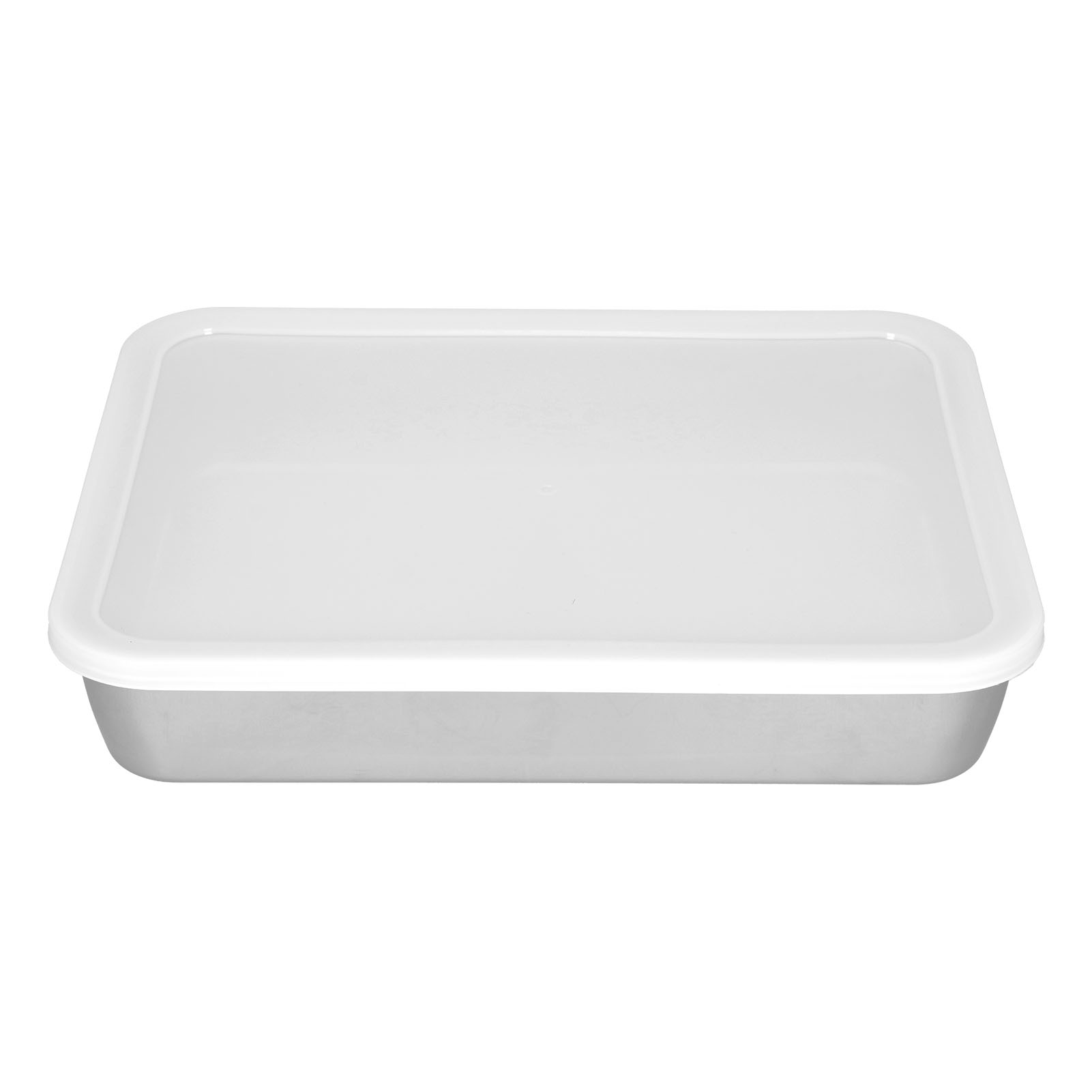 OmHome Bandeja para hornear de acero inoxidable, profunda, plana, antiadherente, caja para almacenar alimentos con tapa